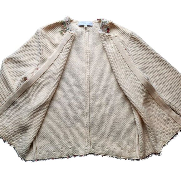 Carolina Herrera Jacket Large Tweed Pattern Jacket Flowers Virgin Wool - Picture 5 of 9